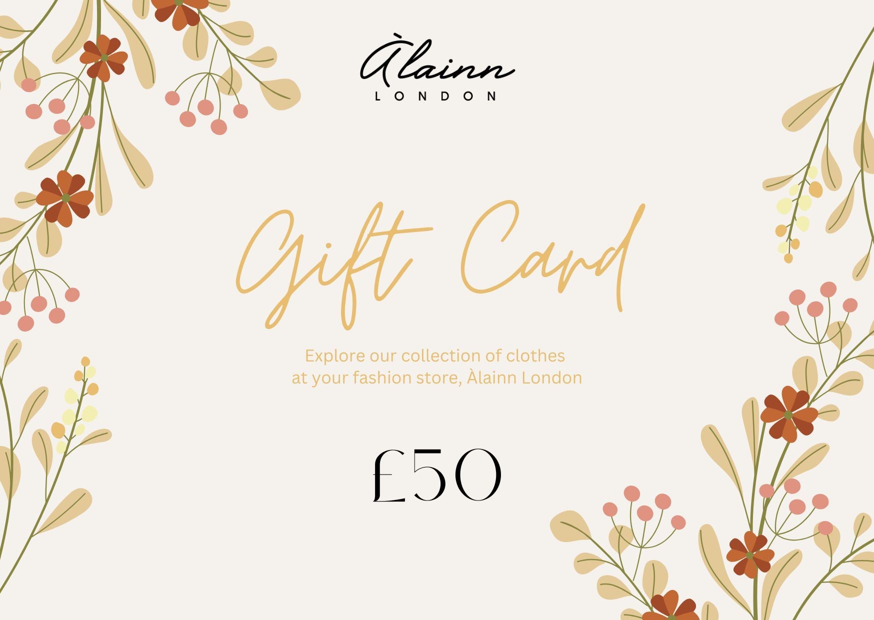 Àlainn Fashion Gift Card £50.00 - Àlainn Fashion