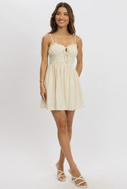 Beige Fit And Flare Dress Mini - Àlainn Fashion