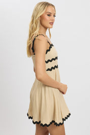 Beige Fit And Flare Dress Ric Rac Mini - Àlainn Fashion