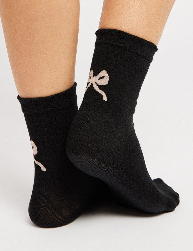 Black Bow Print Socks - Àlainn Fashion