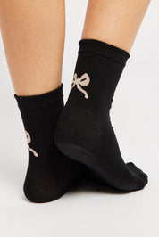 Black Bow Print Socks - Àlainn Fashion