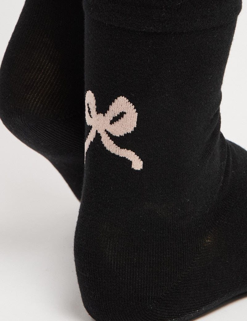 Black Bow Print Socks - Àlainn Fashion