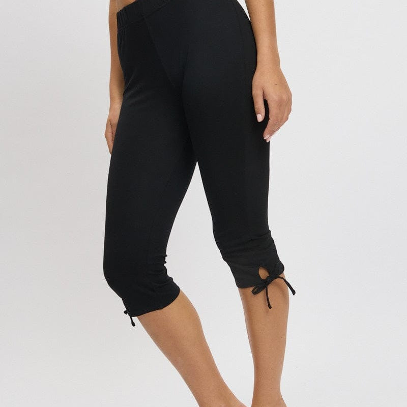 Black Capri Pants Side Ribbon - Àlainn Fashion