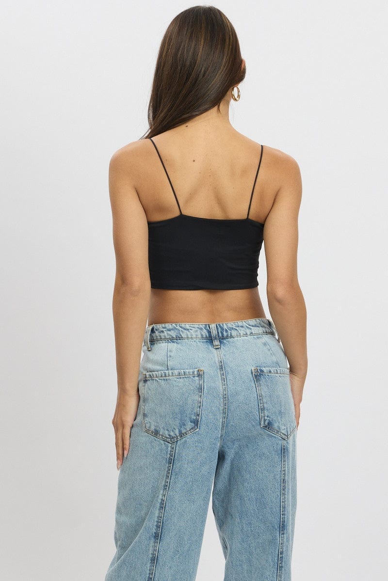 Black Cropped Cami Top Supersoft - Àlainn Fashion