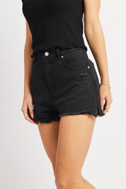 Black Denim Short High Rise Ripped - Àlainn Fashion