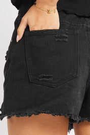 Black Denim Short High Rise Ripped - Àlainn Fashion