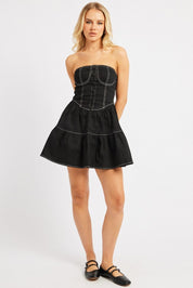 Black Fit And Flare Dress Mini Strapless - Àlainn Fashion