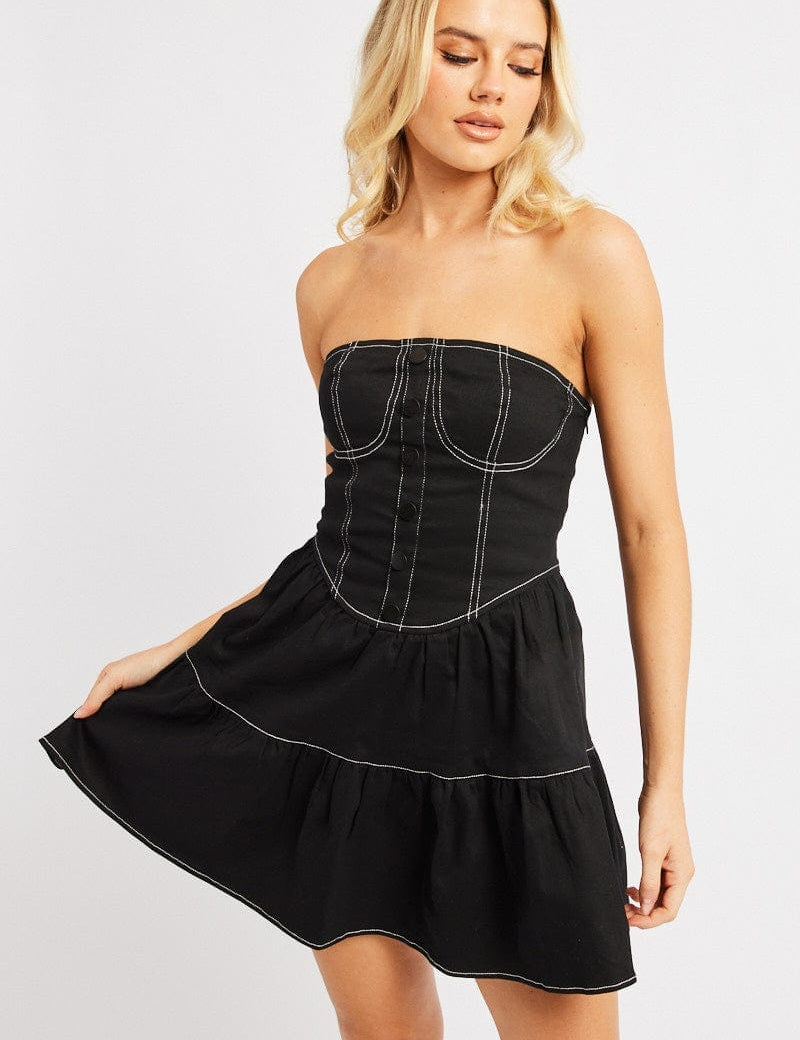 Black Fit And Flare Dress Mini Strapless - Àlainn Fashion