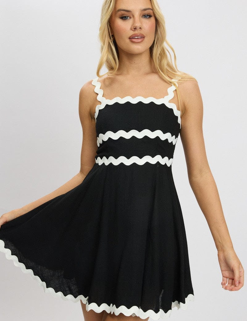 Black Fit And Flare Dress Ric Rac Mini - Àlainn Fashion