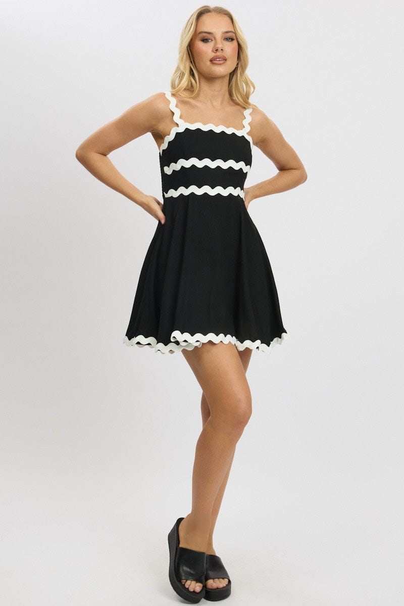 Black Fit And Flare Dress Ric Rac Mini - Àlainn Fashion