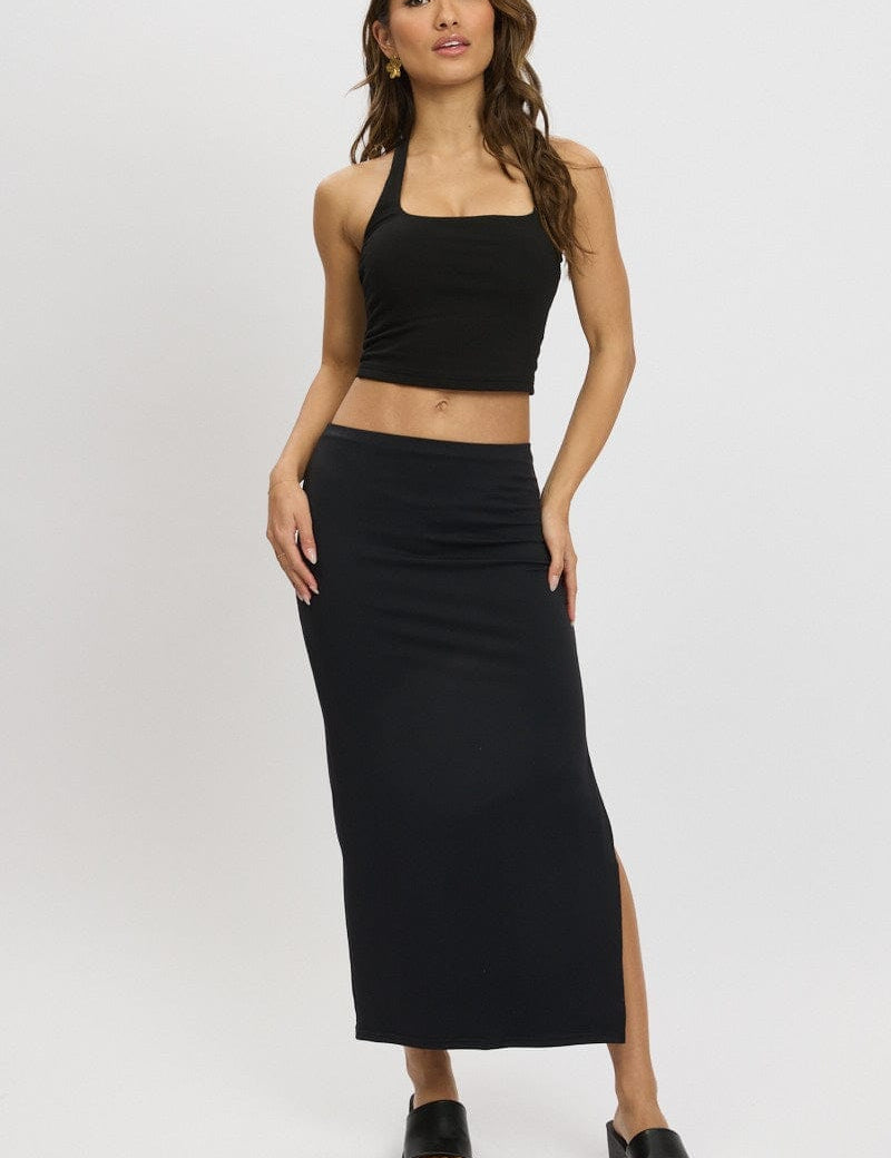 Black Halter Neck Top Cotton Span - Àlainn Fashion