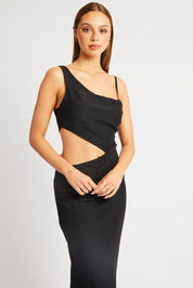 Black Maxi Dress Cut Out Detail - Àlainn Fashion