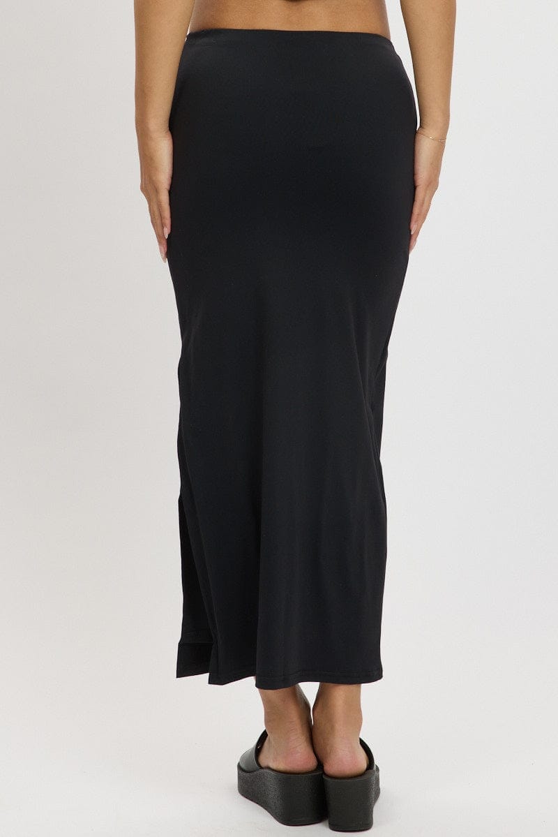 Black Midi Skirt High Rise Supersoft Lined - Àlainn Fashion