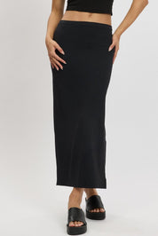 Black Midi Skirt High Rise Supersoft Lined - Àlainn Fashion