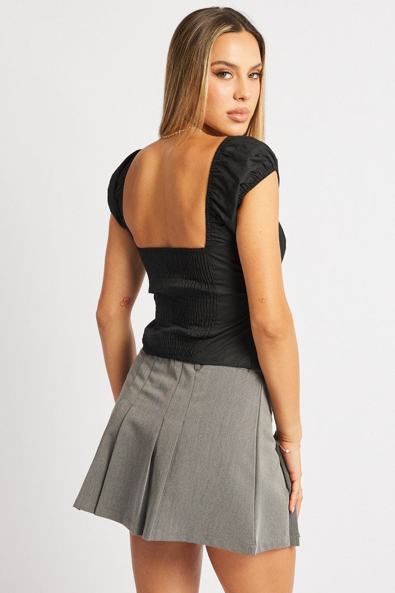 Black Milkmaid Top Short Sleeve Corset - Àlainn Fashion