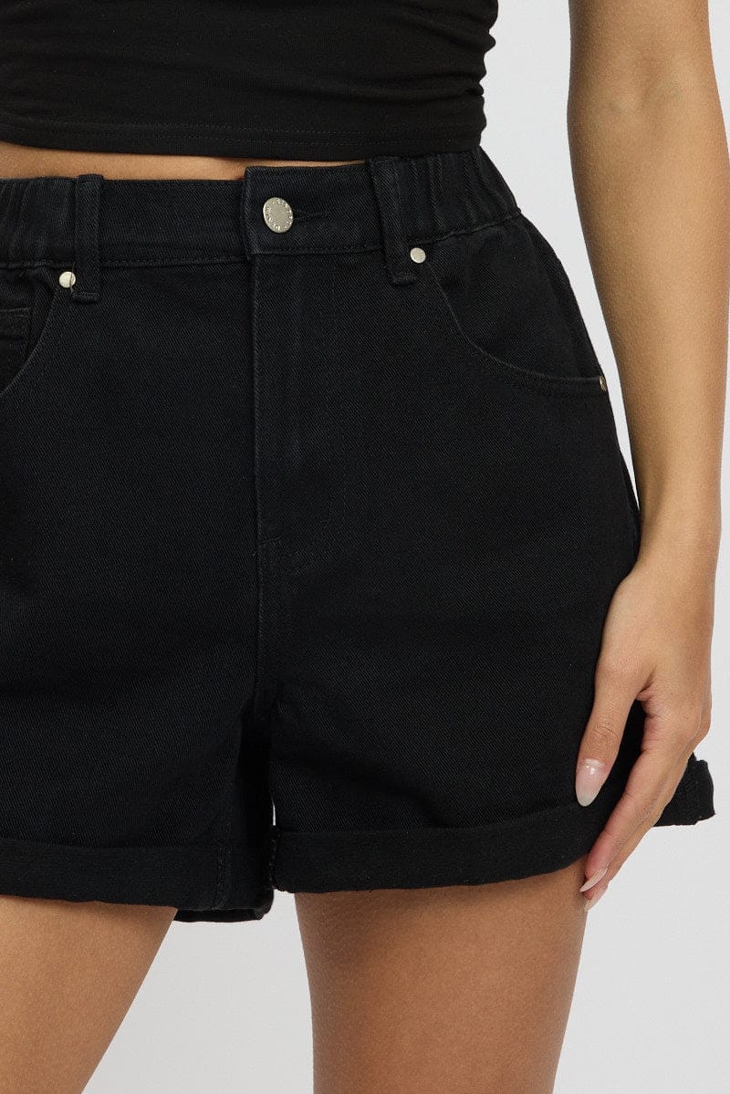 Black Relaxed Short Elastic Waist - Àlainn Fashion