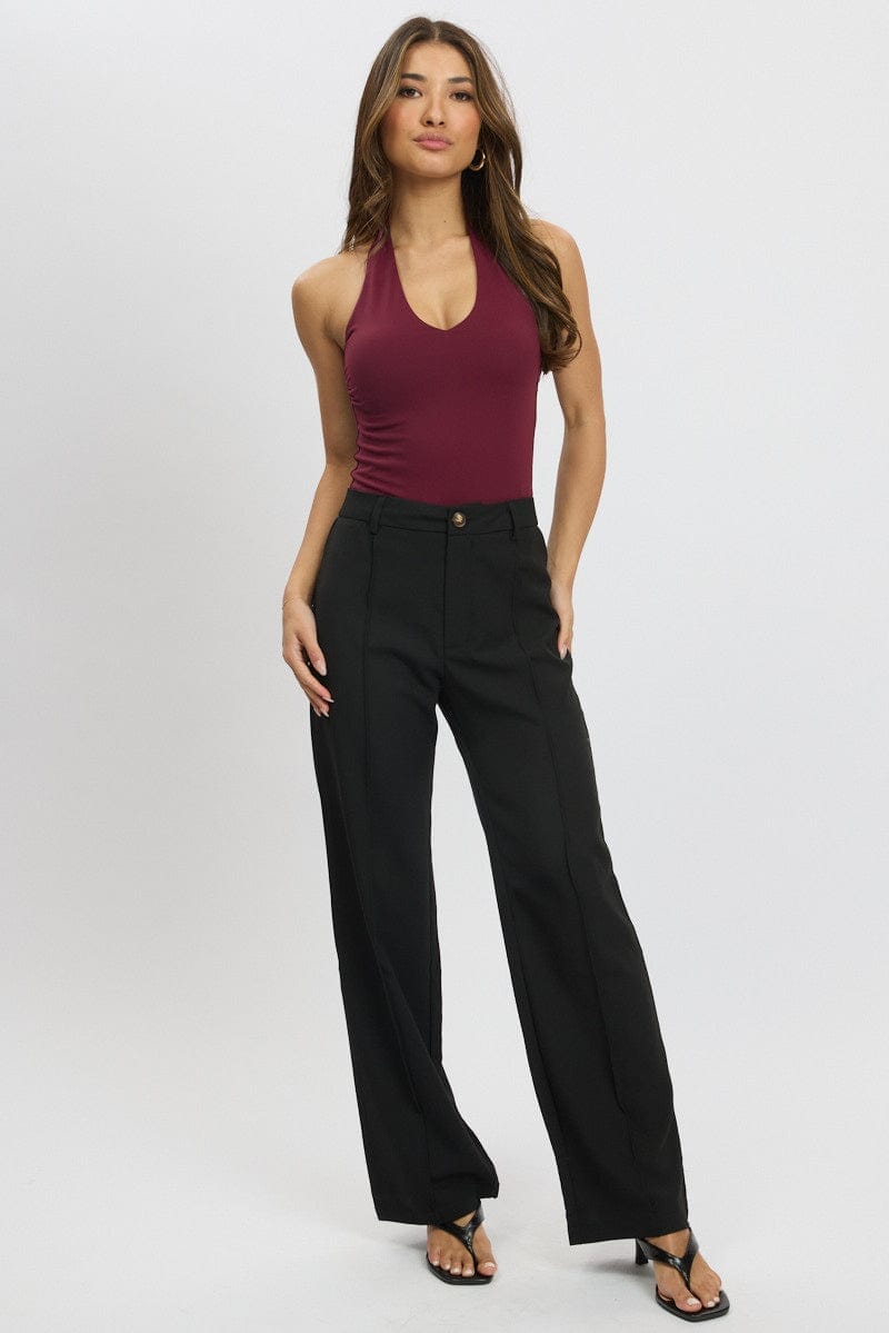 Black Straight Fit Pants High Rise - Àlainn Fashion