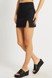 Black Supersoft Mini Skirt Split - Àlainn Fashion