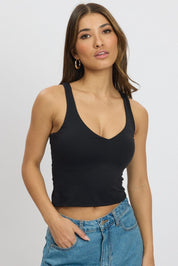 Black Tank Top V Neck Supersoft - Àlainn Fashion