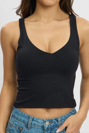 Black Tank Top V Neck Supersoft - Àlainn Fashion