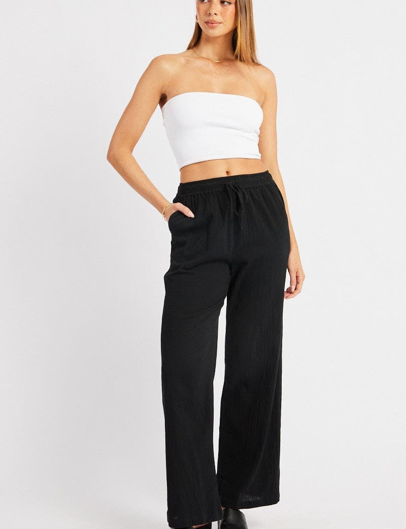 Black Wide Leg Pants High Rise - Àlainn Fashion