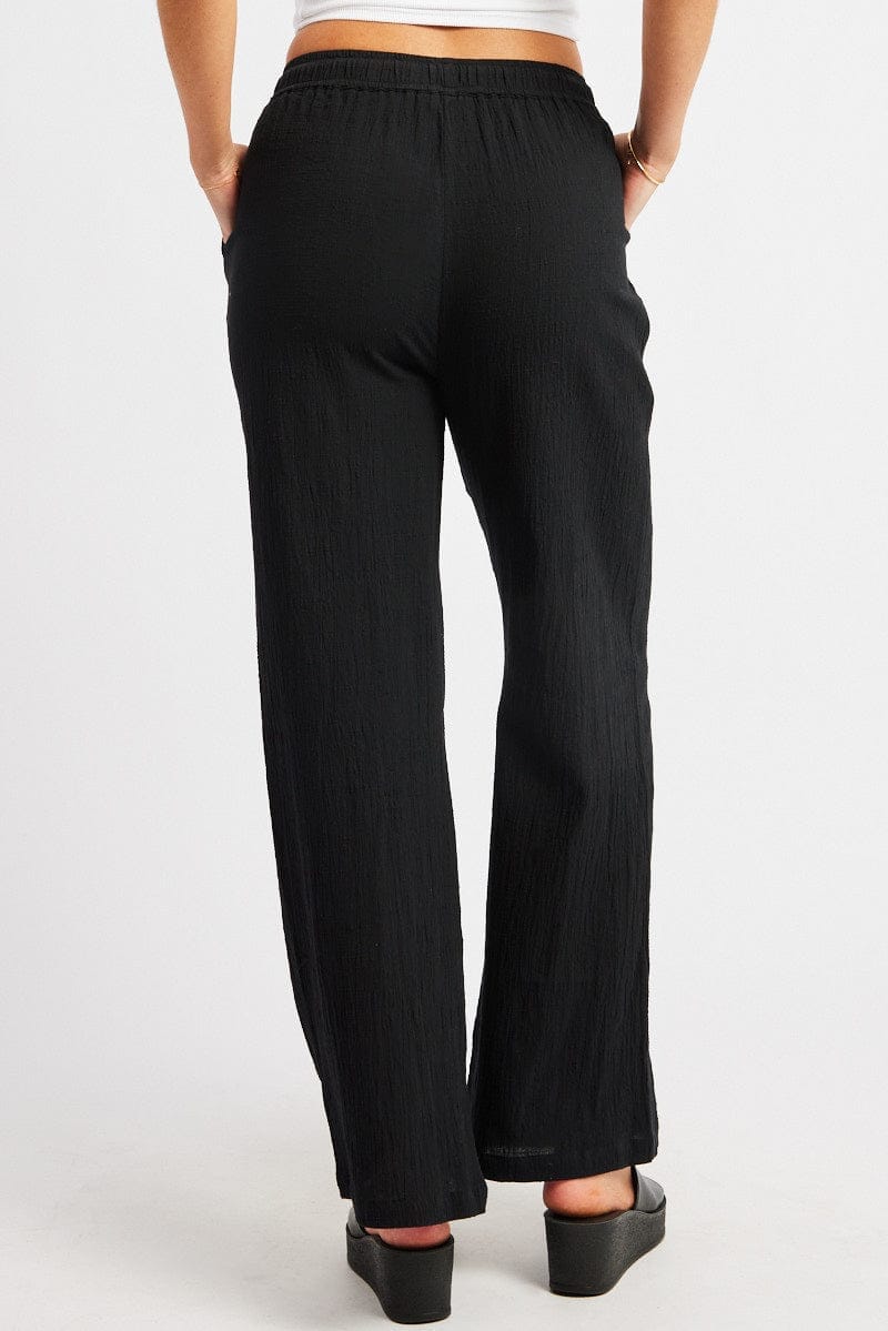 Black Wide Leg Pants High Rise - Àlainn Fashion