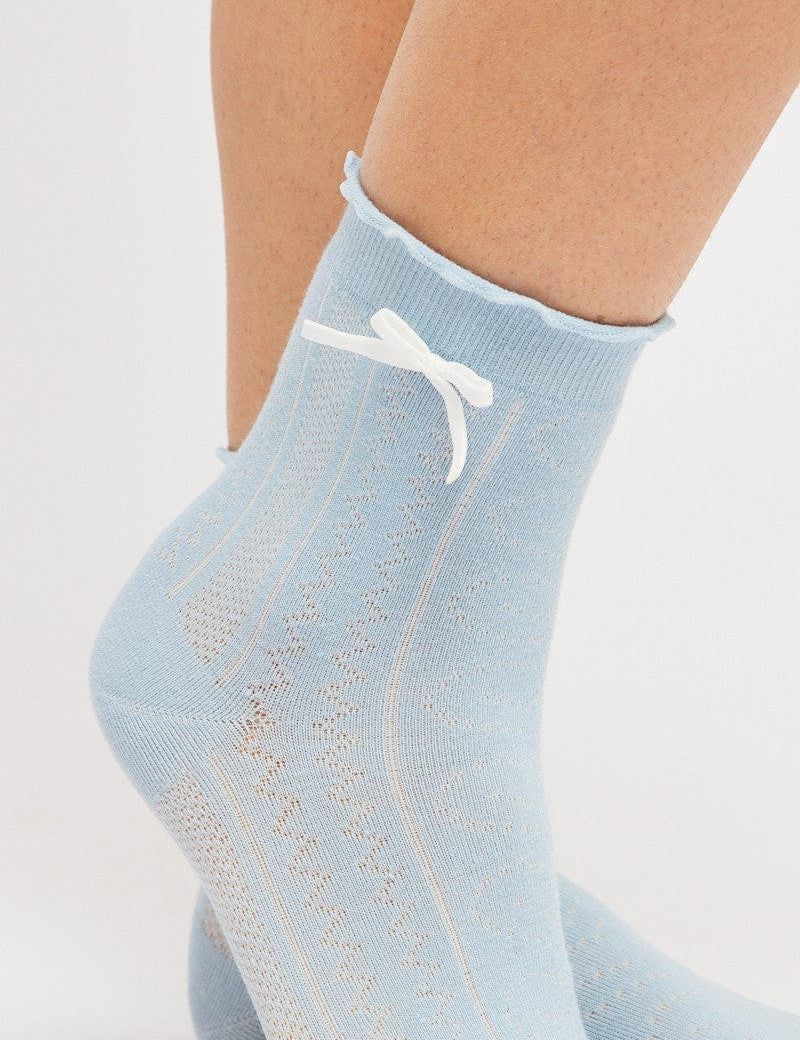 Blue Bow Detail Socks - Àlainn Fashion