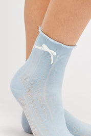 Blue Bow Detail Socks - Àlainn Fashion