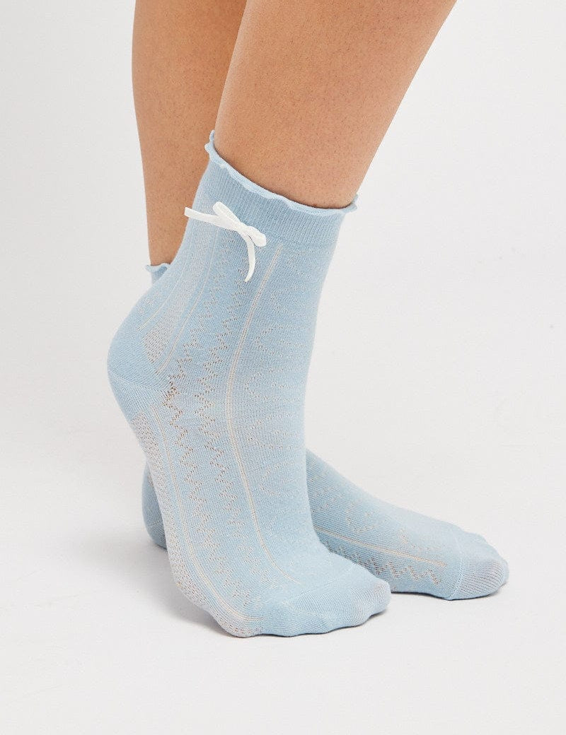 Blue Bow Detail Socks - Àlainn Fashion