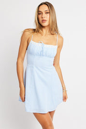 Blue Check Mini Dress Strappy - Àlainn Fashion