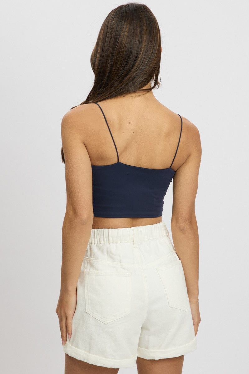 Blue Cropped Cami Top Supersoft - Àlainn Fashion