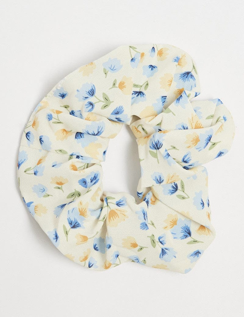 Blue Floral Scrunchie - Àlainn Fashion