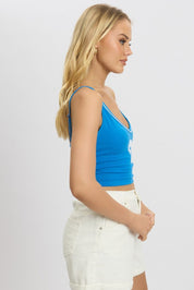 Blue Graphic Halter Neck Top - Àlainn Fashion