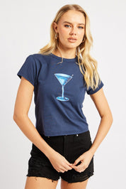 Blue Graphic Tee Short Sleeve - Àlainn Fashion