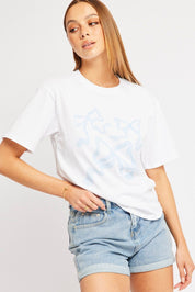 Blue Graphic Tee Short Sleeve - Àlainn Fashion