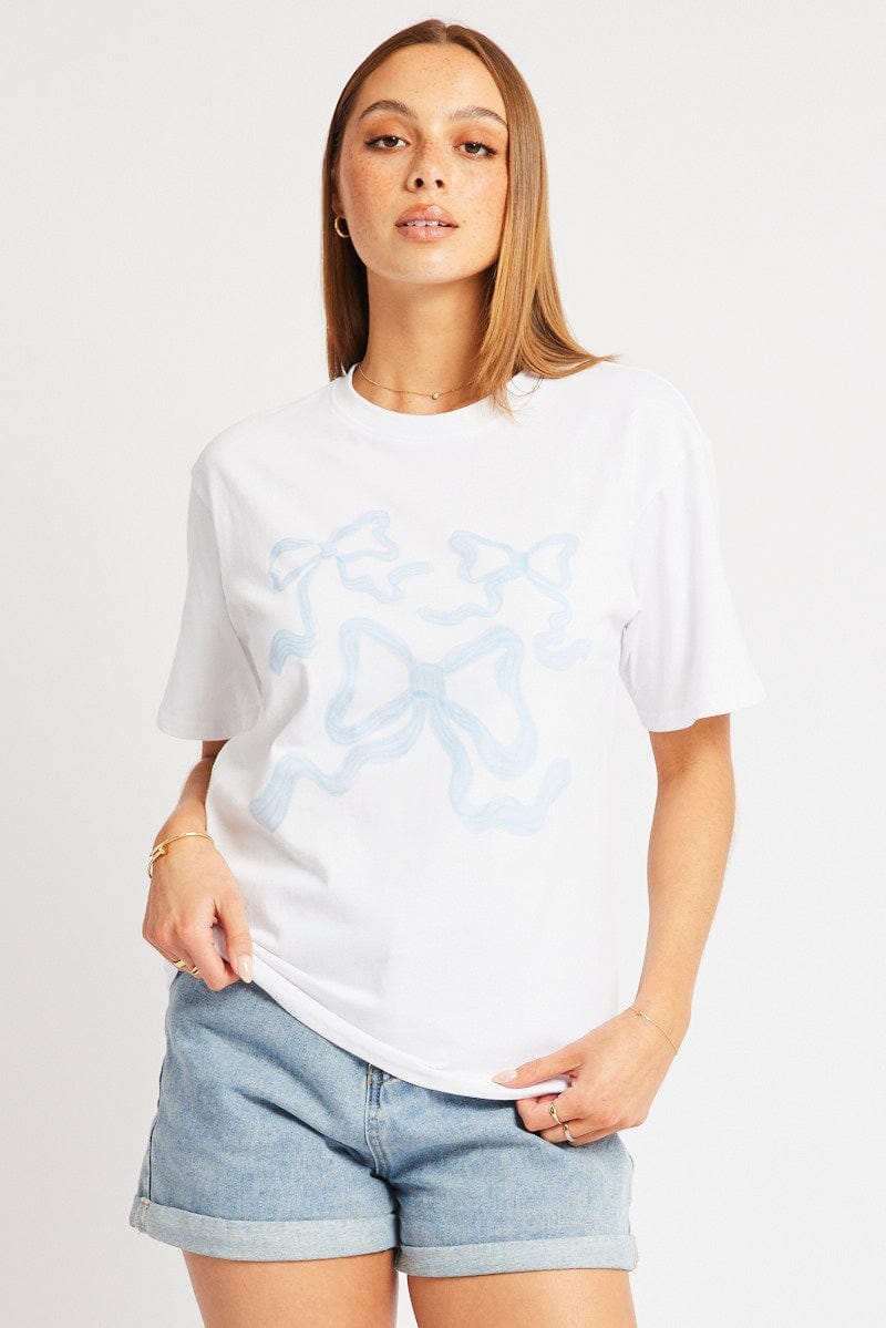 Blue Graphic Tee Short Sleeve - Àlainn Fashion