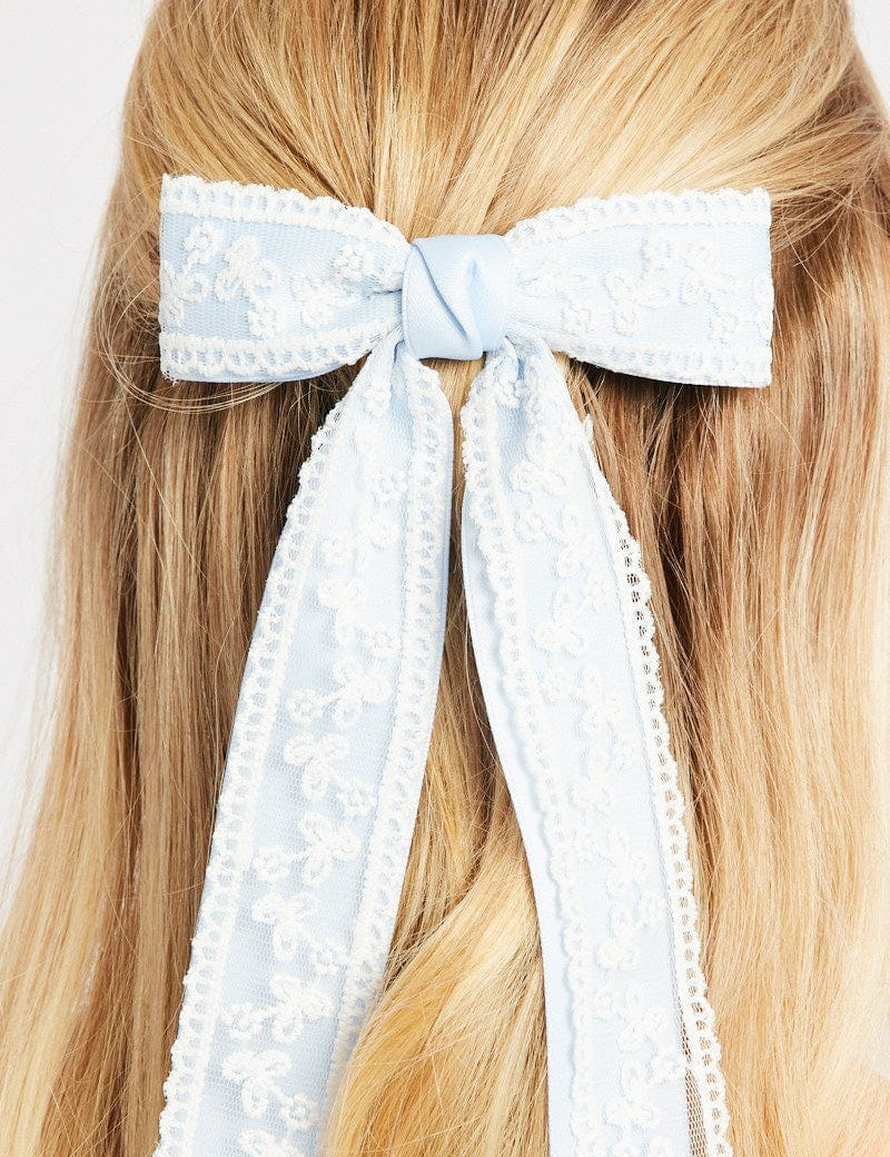 Blue Lace Bow Hair Clip - Àlainn Fashion