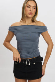 Blue Off Shoulder Top - Àlainn Fashion