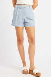 Blue Shorts Mid Rise - Àlainn Fashion