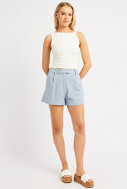 Blue Shorts Mid Rise - Àlainn Fashion