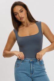 Blue Supersoft Bodysuit Scoop Neck - Àlainn Fashion