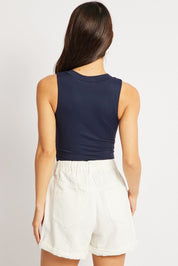 Blue Supersoft Bodysuit Sleeveless V Neck - Àlainn Fashion