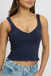 Blue Tank Top V Neck Supersoft - Àlainn Fashion