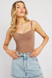 Brown Bodysuit Sleeveless Supersoft - Àlainn Fashion