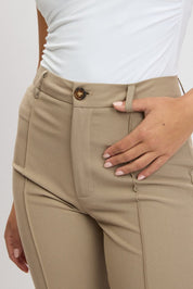 Brown Straight Fit Pants High Rise - Àlainn Fashion