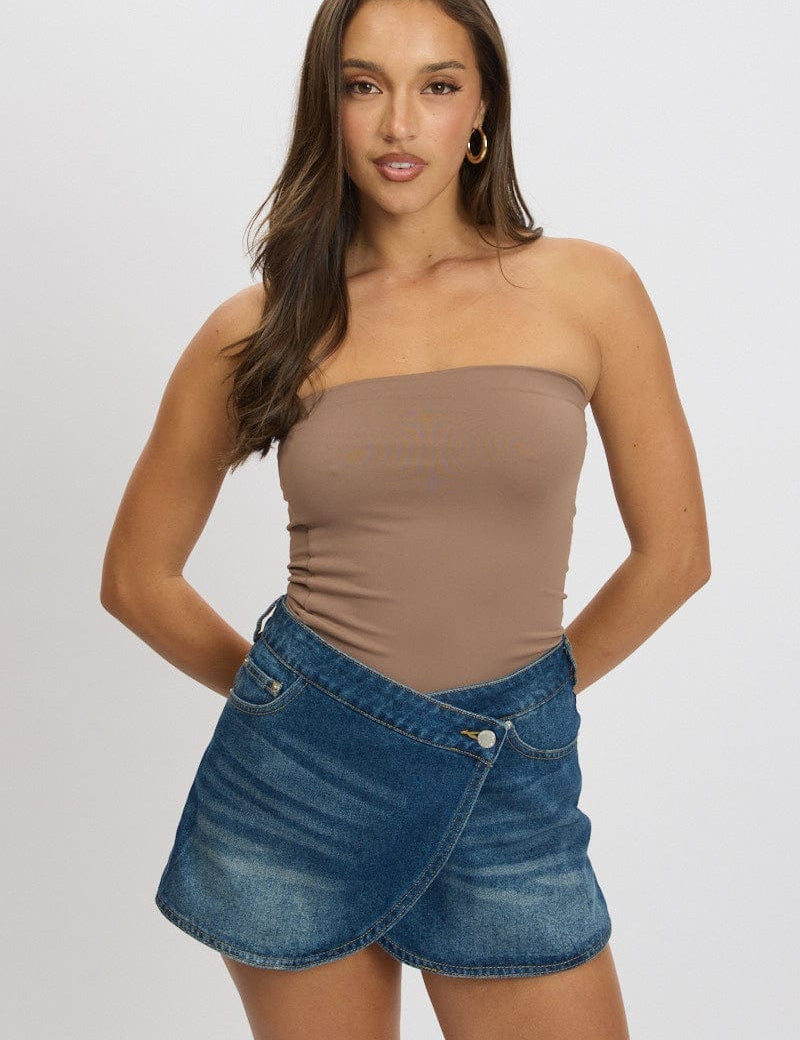 Brown Supersoft Bandeau Top - Àlainn Fashion