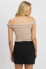 Brown Twist Top Off Shoulder - Àlainn Fashion