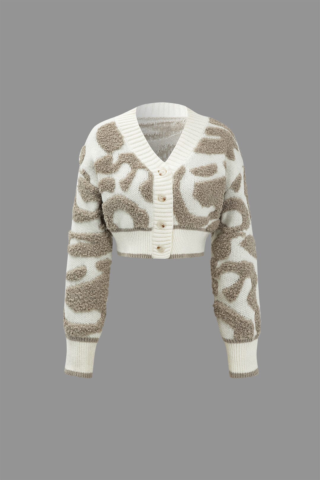 Colorblock V-neck Knit Button Up Cardigan Khaki S - Àlainn Fashion