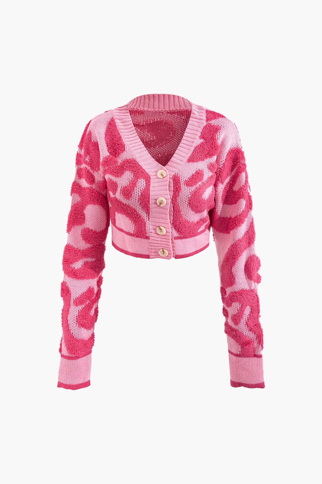 Colorblock V-neck Knit Button Up Cardigan Pale Violet Red XS - Àlainn Fashion