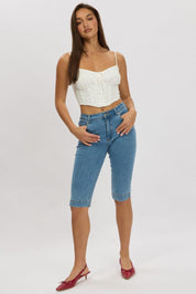 Denim Capri Jeans Mid Rise - Àlainn Fashion